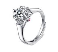 Anillos Promesa Mujer Anillos Mujer con Piedra Plata Oro Blanco De 18 Quilates Diamante De Laboratorio Flor Vintage Redonda De 4 Puntas, 1 Ct, 6,5 mm Tamaño 6,75 Moda Para Lesbian Graduación Joyas