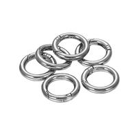 Anillos redondos de resorte metal 50 piezas Cierres anillo redondo Mosquetón que se puede abrir Llavero Bolsa Clips Gancho Cadena perro Hebillas Conectores(Black,29.5mm)