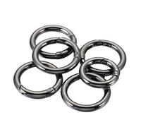 Anillos redondos de resorte Metal, llavero con cierre redondo, anillo Color oro KC, conector hebilla gancho mosquetón que se puede abrir, 30 Uds(Bright Black,25mm)