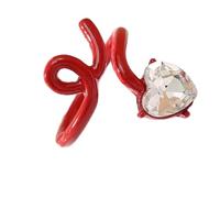 Anillos simples ajustables con apertura de corazón, textura de aleación, adecuados para un aspecto a juego, promesa de pareja, talla única, como se describe, como se describe