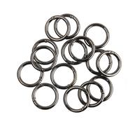 Anillos tóricos de resorte metal 50 Uds. Cierres anillo tórico mosquetón redondo que se puede abrir llavero Clips gancho hebillas conector(Bright Black)