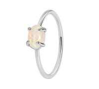 Anillos únicos de oro blanco de 9 K/14 K/18 K para mujer, coloridos anillos de ópalo ovalado, juego de anillos de boda para mejor amiga para mujer, simples y delicados, 9,5, Oro blanco, Ópalo