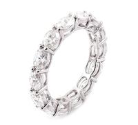 Anillos únicos de oro blanco de 9 quilates, anillo para mujer, banda de moda con moissanita, regalo para el día de San Valentín, P 1/2, Oro blanco de 9 quilates, Moissanita