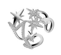 Anillos únicos y delicados de estrella de ocho puntos, ajuste ajustable para cualquier evento, accesorio de joyería formal, joyería de evento para anillos con forma de anillo con circonita de piedra