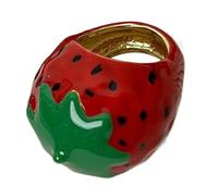 Anillos vibrantes hechos a mano de fresa/fruta que gotea aceite, ligeros y cómodos, accesorio de moda para fiestas, talla única, como se describe, como se describe
