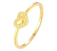 Anillos vintage estéticos, anillos de banda para mujer, diseño de corazón simple, oro amarillo, joyería delicada, R 1/2, Oro amarillo de 14 quilates, Sin piedra preciosa