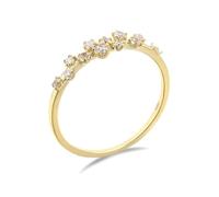 Anillos vintage para mujer, alianza de boda vintage, flor estrecha con circonita cúbica, oro amarillo de 18,1 quilates, K 1/2, Oro amarillo de 18 quilates, Zirconia cúbica