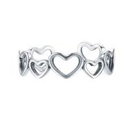 Anillos vintage para mujer, anillos de promesa para ella, diseño de corazón hueco irregular, anillo abierto, ajustable, oro blanco, P 1/2, Oro blanco de 14 quilates, No es una piedra preciosa