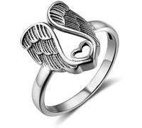 Anillos vintage para mujer de acero inoxidable retro plata ángel anillo anillo banda punk gótico anillo conmemorativo creativo amor corazón excava fuera anillos accesorios joyería para fiestas Attra