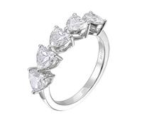 Anillos vintage unisex, anillo de novia con 5 formas de corazón, moissanita, joyería delicada de 0,5 quilates, P 1/2, Oro blanco de 9 quilates, Moissanita