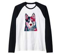 Animación navideña de Patchwork Colorido para Perros Camiseta Manga Raglan