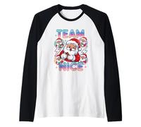 Animación navideña de Team Nice Santa Squad Camiseta Manga Raglan