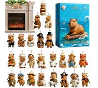 Animal - 2D Acrylic 24-Day Capybara Collectible Toy Set | Cute Holiday Countdown with Mini Pendants for Car Rearview, Mantel Décor or Festive Family Traditions, 11.02x6.3x1.18in