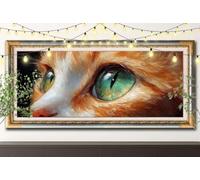 Animal 5D Kit de Diamond Painting, DIY Pintura de Diamante Adultos, Gatos Arte de Diamantes para Pintar por Números, Dibujos con Mosaicos de Cristal para Decoración de Pared (40x80cm) 61F-8554