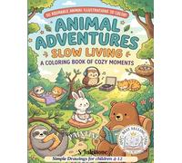 Animal Adventures Slow Living: A Bold and Easy Coloring Book for Adults and Kids: 50 Minimalist Illustrations of Cozy Animals and Simple Moments.