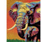 Animal Alfombra Anudada Para Hacer Elefante Y Bebé Elefante Kit De Costura De Crochet，Kits Clásico De Alfombras Con Aguja De Pestillo Para Adultos，Set De Manualidades 3D Para Decoración 31x63in