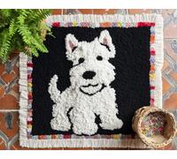 Animal Alfombra Anudada Para Hacer Perro Blanco De Dibujos Animados Kit De Costura De Crochet，Kits Clásico De Alfombras Con Aguja De Pestillo Para Adultos，Set De Manualidades 3D Para De 33x45in