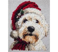 Animal Alfombra Anudada Para Hacer Perro De Navidad Kit De Costura De Crochet，Kits Clásico De Alfombras Con Aguja De Pestillo Para Adultos，Set De Manualidades 3D Para Decoración Del Hog 31x63in