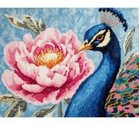 Animal Alfombra Anudada Para Hacerflores De Pavo Real Y Peonía Manualidades Para Hacer Alfombras Diy Para Adultos Con Lienzo Impreso A Color,Juego De Bordado A Crochet,Decoración Del 31x63in