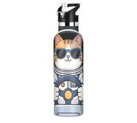 Animal Astronauts - Botella de agua reutilizable a prueba de fugas, sin BPA, con tapa de boquilla a prueba de fugas, aislada al vacío para agua, leche, jugo, escuela, campamento, deporte