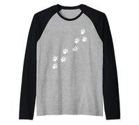 Animal Bear Tracks Paw Prints Camino de Sendero Diagonal Camiseta Manga Raglan