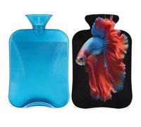 Animal Betta Fish - Botella de agua caliente con tapa, 2 L, gran capacidad, bolsa de agua para noches acogedoras, alivio del dolor, espalda, cuello y hombros