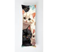 Animal Body Pillow Case Cover 50x150cm, Long Backrest Cushion Pillow Protector with Zipper, Decorative Bedding Pillowcase, Soft Body Pillow Cover for Couch Bedroom Cat Family