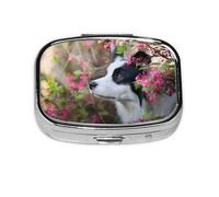 Animal Border Collie - Pastillero con 2 compartimentos, organizador portátil