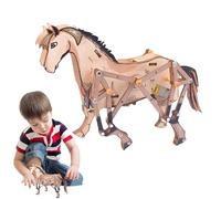 Animal Building Blocks, Funny Bricks Set, Desktop Collection Ornament, Wooden Horse Shape, Assemble Toy for Boys, Girls, Kids, Creative Learning Fun, 6.5x5.51x2.95 Inches
