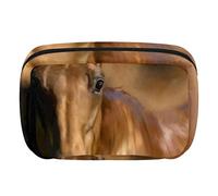 Animal caballo acuarela arte pintura viaje personalizado maquillaje bolsa cosmética bolsa de aseo para mujeres y niñas, Varios colores, 17.5x7x10.5cm/6.9x4.1x2.8in