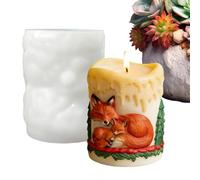 Animal Candle Mold - Silicone FoxDecor Mould for DIY Crafts, 3D FoxForest Silicone Candle Mold with Sleeping Vixen and Pine Tree Design | Candle-Making for Soy Wax, Resin, Plaster, Soap | DIY Craft