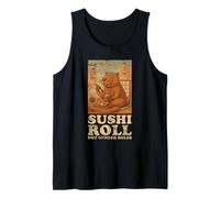 Animal Capibara Sushi Comer Japonés Kawaii Camiseta sin Mangas