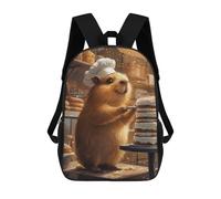 Animal Capybara Chef Decorating Cake Cat Mochila, Mochila Escolar Impresa En 3D, Bolsa Para El Almuerzo Escolar, Mochila De Viaje, Mochila Para Amigos, Mochila Escolar Para Niñas Y Niños 17inch