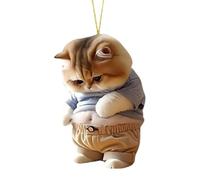 Animal Car Pendant - Funny Fat Cat Dog Mirror Charm | 2D Acrylic Rearview Mirror Hanging Decor For Auto Interior Styling Cute Vehicle Accessories Gift Ornament