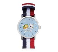 Animal Cat Mexican Tacos - Reloj deportivo para hombres y mujeres, correa de nailon, reloj analógico de cuarzo
