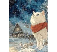 Animal Cat Star Diamond Painting Adultos Kits, 5D Taladro Redondo Diamantes Painting Niños Pintura, Diamant Art Bordado Punto de Cruz Cuadros, Arte Mosaico For Decoración Pared Del 50x70cm hJ8-193