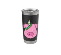 Animal Cerdo Indígena con Pluma Joyería Indígena Vaso térmico de acero inoxidable de doble pared