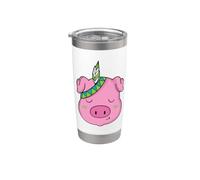 Animal Cerdo Indígena con Pluma Joyería Indígena Vaso térmico de acero inoxidable de doble pared