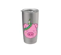 Animal Cerdo Indígena con Pluma Joyería Indígena Vaso térmico de acero inoxidable de doble pared