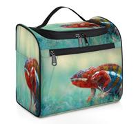 Animal Chameleon - Bolsa de maquillaje de viaje para mujeres, hombres, niñas, niños, camaleón de 11.2 L, bolsa de aseo colgante, artículos de tocador, organizador de cosméticos, bolsa de ducha, color,