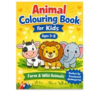 Animal Colouring Book for Kids Ages 3-8: Farm and Wild Animals | Cute & Easy Coloring Fun for Preschool and Kindergarten Kids