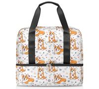 Animal Corgi - Bolsa de lona deportiva para mujeres, hombres, niños, perros Kirls lindo, bolsas de fin de semana para la noche, bolsas húmedas separadas de 21 L para viajes, gimnasio, yoga, color,