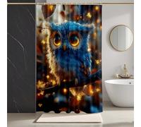 Animal Cortina de Ducha 200X240cm, Cortina Ducha BúHo Cortinas de Baño HD Impresión Poliester Lavable Cortinas Baño con 12 Anillas Dobladillo Ponderado para Familia, Hotel, Bañeras -zpg250737Q2J