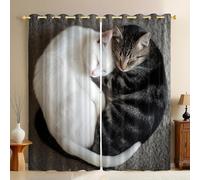 Animal Cortinas Térmicas Dos Gatos amorosos Opacas y Aislantes Frío y Calor para Dormitorio Juvenil y Salón Moderno 2 Paneles 117An x 183Al cm