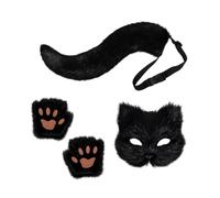 Animal Cosplay Face Cover Masquerade Prop with Tail and Animal Paw Gloves