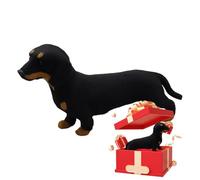Animal Dachshund - Compañero realista de figura de perro, de perro relleno de tela marrón negra, modelo de personaje de exhibición de dibujos animados, acento de dec