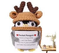 Animal de Ganchillo pingüino, muñeca Motivacional de Punto de 3.94 Pulgadas, decoración de Escritorio, muñeca, para Navidad, niños, Adolescentes, colegas, empleados, Amantes de Las