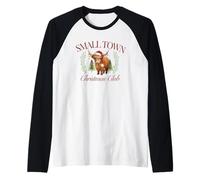 Animal de Granja de Vacas Highland del Small Town Christmas Club Camiseta Manga Raglan