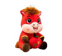 Animal de peluche de caballos, 9.84 pulgadas de muñeca de dibujos animados para el año nuevo chino, juguete de mascota con diseño de paz de Dios de la riqueza y tela suave, mesa de guardería pa