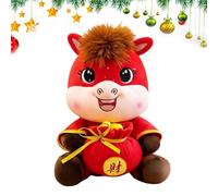 Animal de peluche de caballos, 9.84 pulgadas de muñeca de dibujos animados para el año nuevo chino, juguete de mascota con diseño de paz de Dios de la riqueza y tela suave, mesa de guardería pa